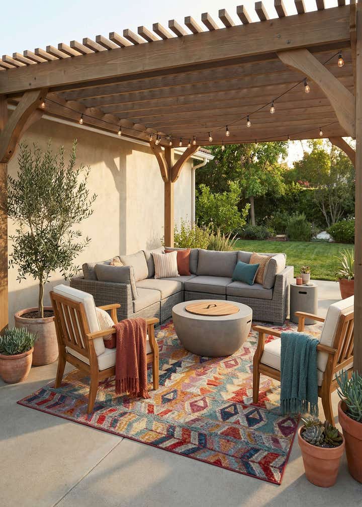 7' 10 x 11' Easy-Clean Modern Indoor / Outdoor Rug