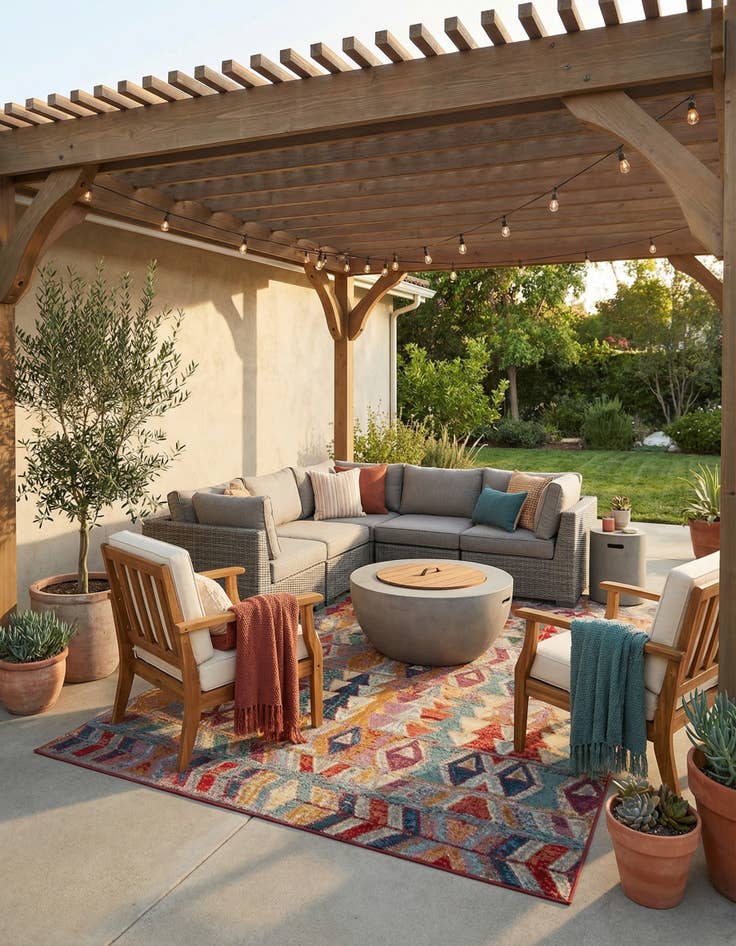 Detail image of 7' 10 x 11'  Washable Modern Indoor / Outdoor Rug