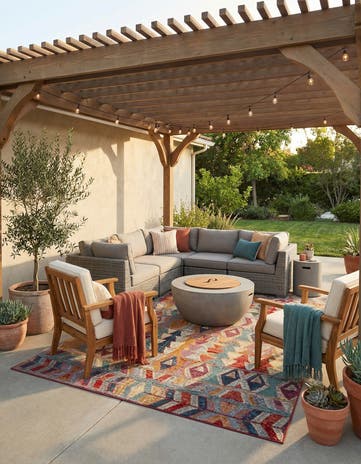 7' 10 x 11' Easy-Clean Modern Indoor / Outdoor Rug