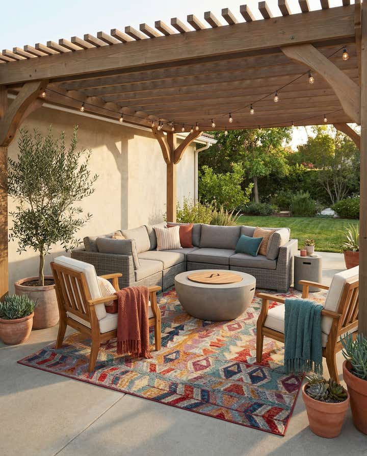 7' 10 x 11' Easy-Clean Modern Indoor / Outdoor Rug