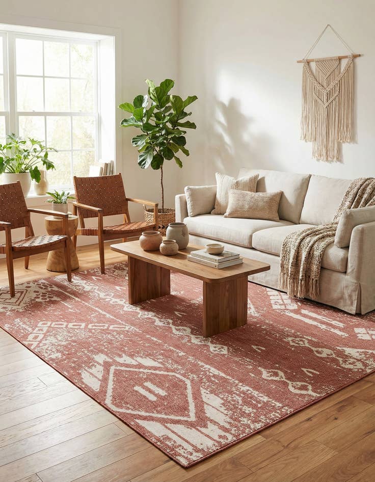 Detail image of 7' x 10'  Washable Bohemian Indoor / Outdoor Rug