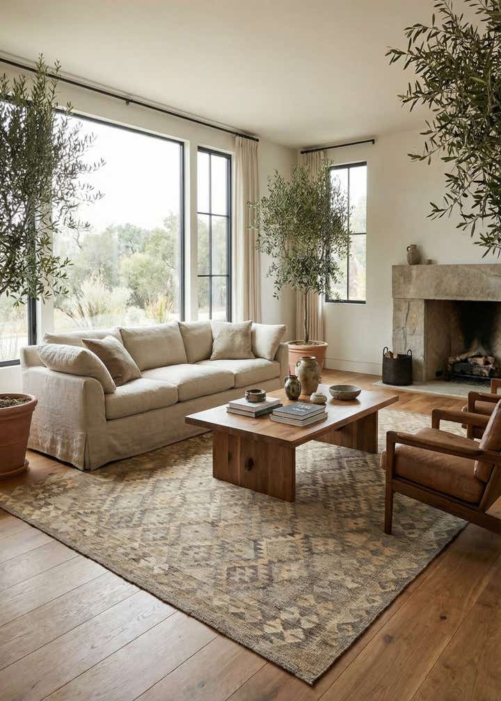 6' 9 x 9' 6 Hand Woven Kilim Maymana Wool Rug