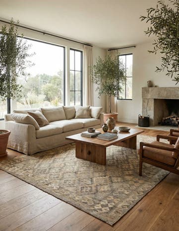 6' 9 x 9' 6 Hand Woven Kilim Maymana Wool Rug
