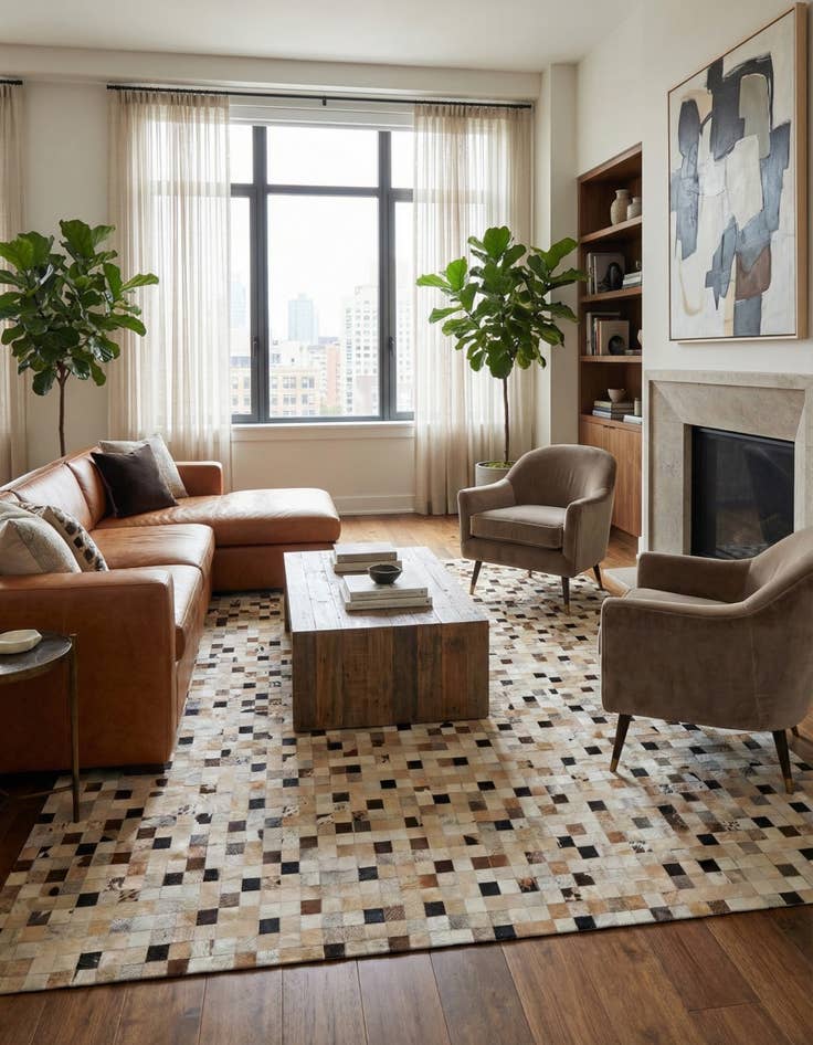 Detail image of 8' 1 x 9' 11 Cowhide Stocks Rug