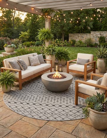 10' 8 x 10' 8 Easy-Clean Lattice Indoor / Outdoor Round Rug
