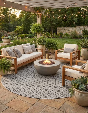 10' 8 x 10' 8 Easy-Clean Lattice Indoor / Outdoor Round Rug