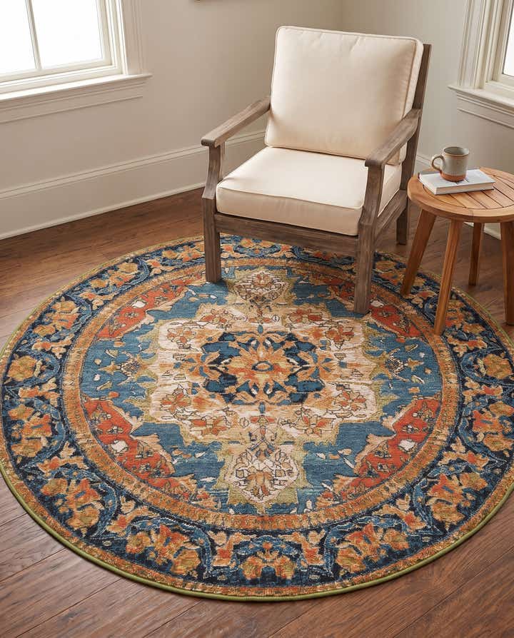 155cm x 155cm Leicht zu reinigen Traditional Innen- / Aussenbereich Rund Teppich