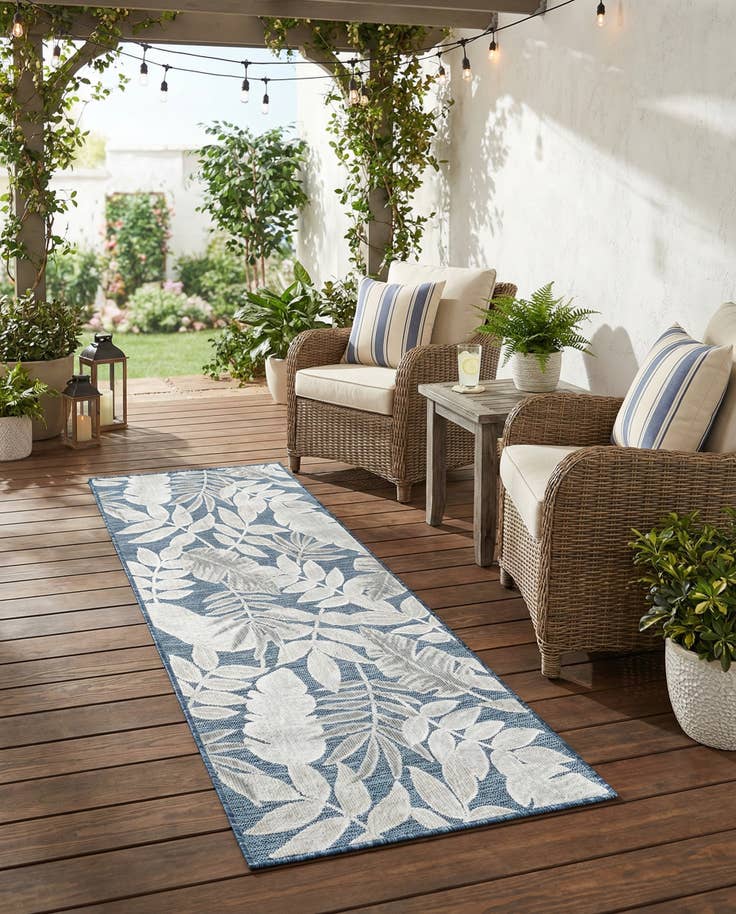 Detail image of 2' 2 x 6' Easy-Clean Botanical Indoor / Outdoor Runner Rug