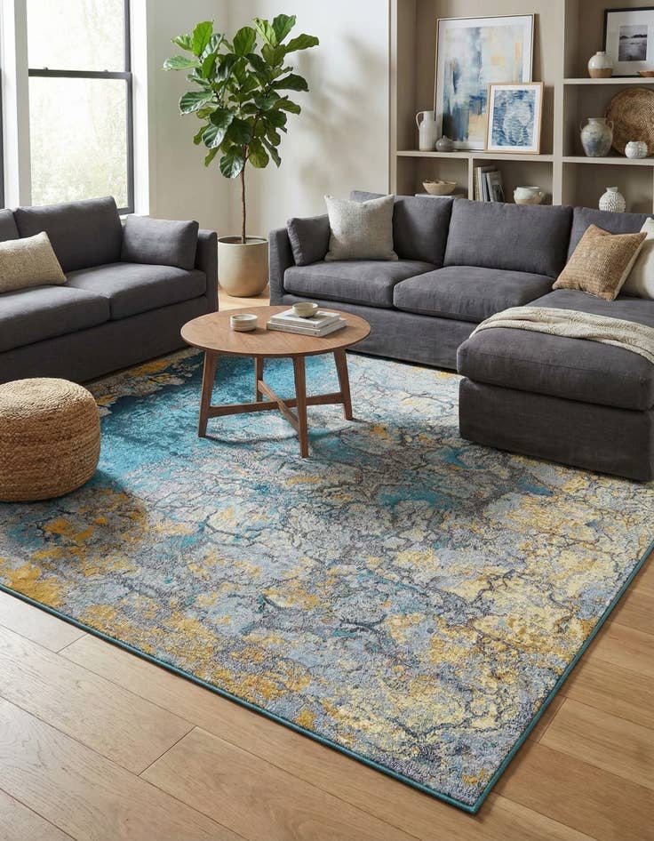 Detail image of 7' 10 x 7' 10  Washable Modern Indoor / Outdoor Square Rug