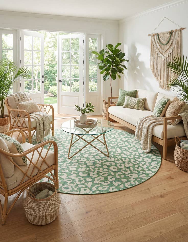 Detail image of 10' x 10'  Washable Safari Indoor / Outdoor Round Rug