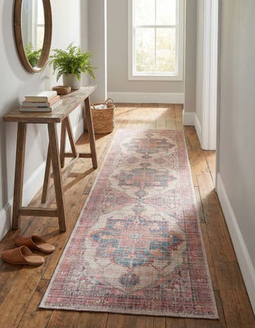 Antique Beige Washable Nostalgia Runner Rug