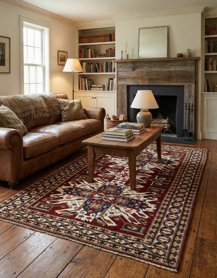 Detail image of 4' 10 x 7' 5  Hand Knotted Heriz Wool Rug