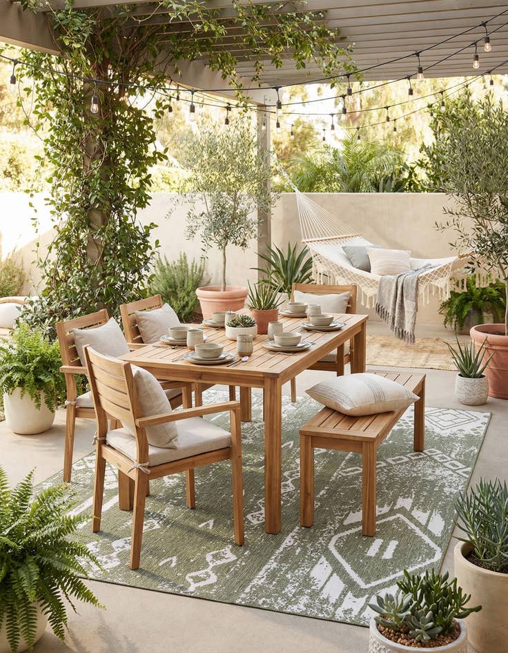 Detail image of  10' x 13'  Washable Bohemian Indoor / Outdoor Rug