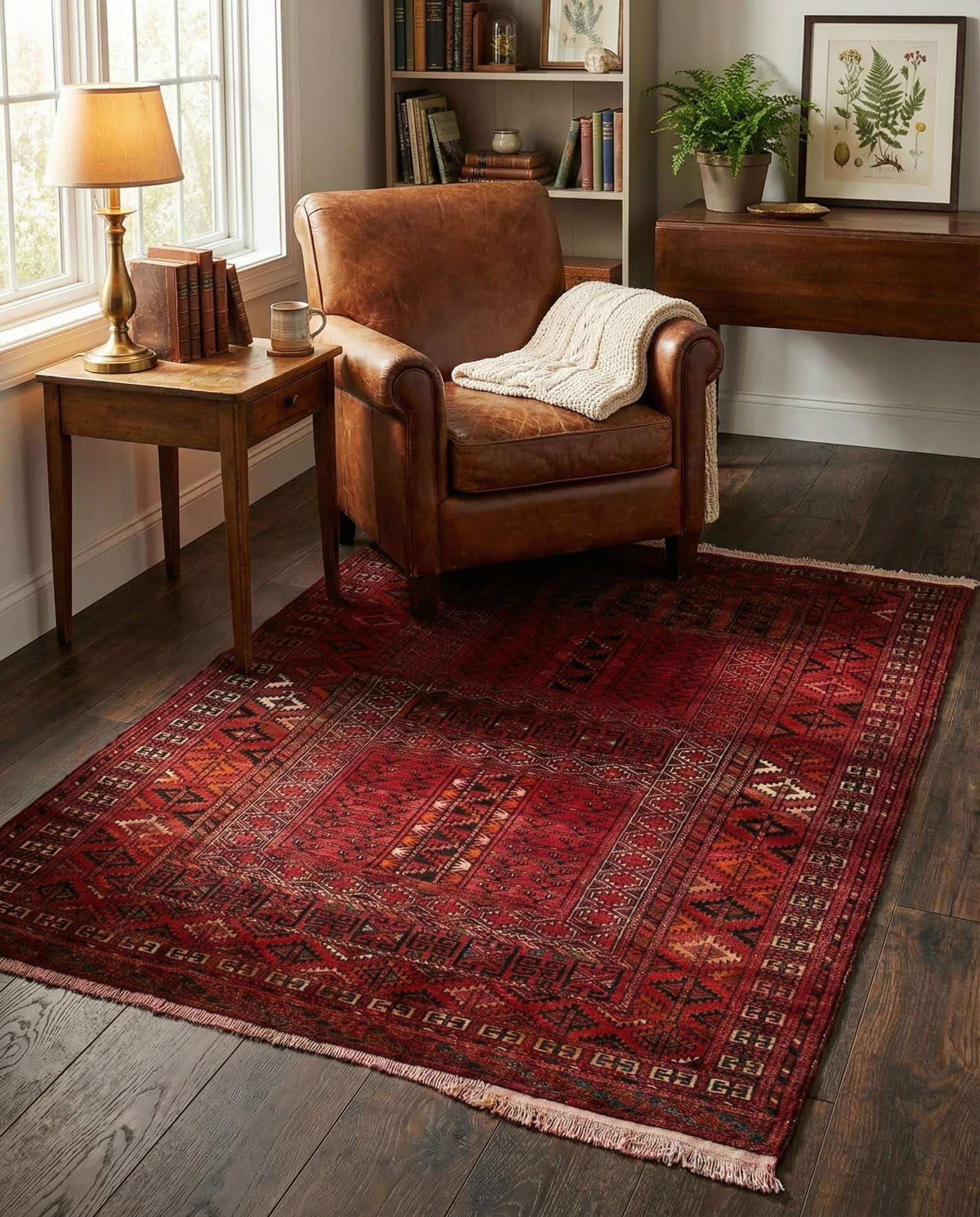 3' 10 x 5' 1 Hand Knotted Bokhara Oriental Wool Rug