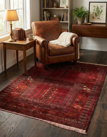 3' 10 x 5' 1 Hand Knotted Bokhara Oriental Wool Rug