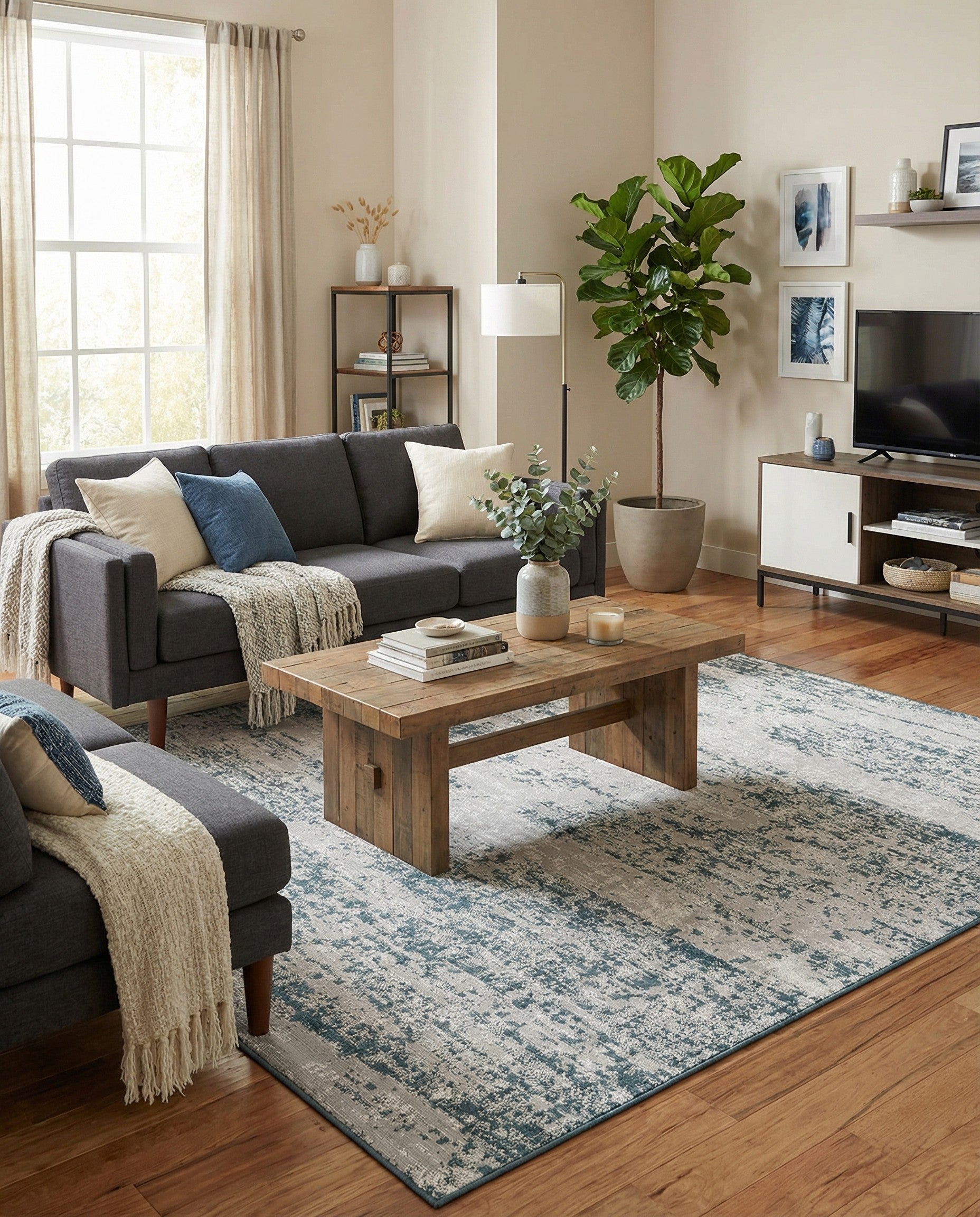  8' x 8'  Washable Modern Indoor / Outdoor Square Rug