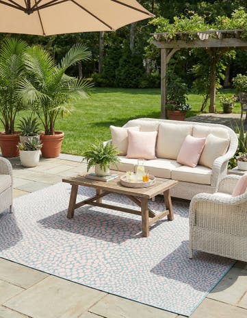 Pink and Aqua Easy-Clean Jill Zarin Cape Town Indoor / Outdoor Rug