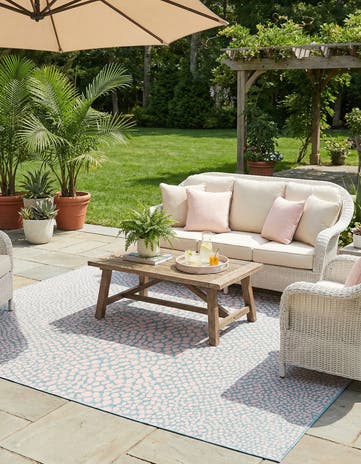 Pink and Aqua Easy-Clean Jill Zarin Cape Town Indoor / Outdoor Rug