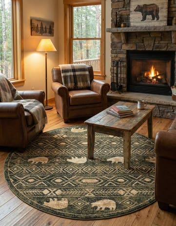 Green Pioneer Round Rug