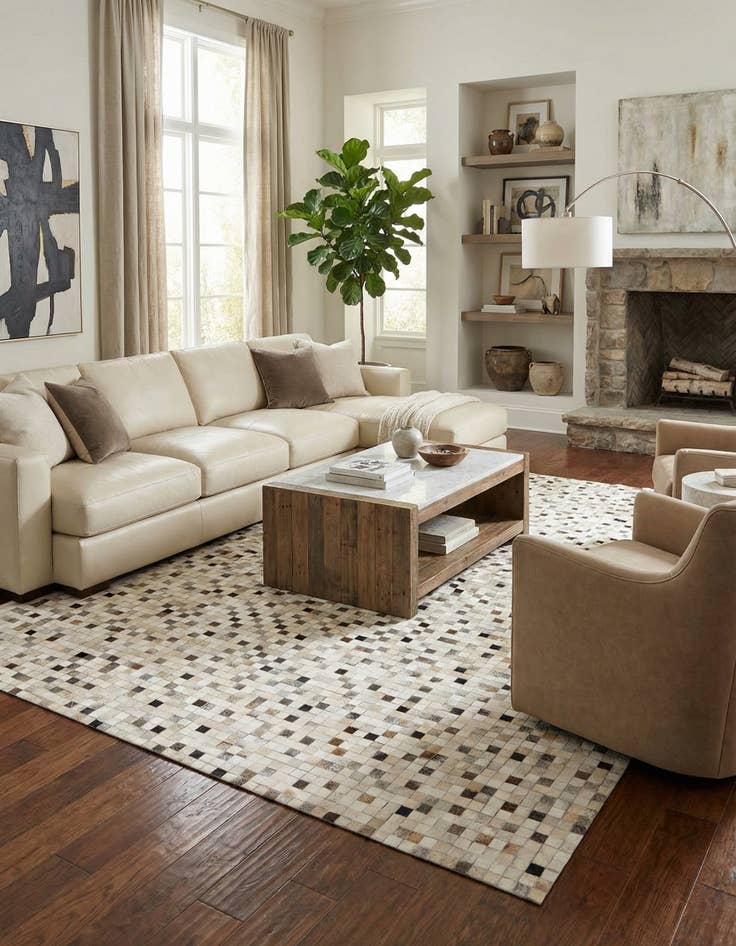 Detail image of 8' x 10' Cowhide Stocks Rug