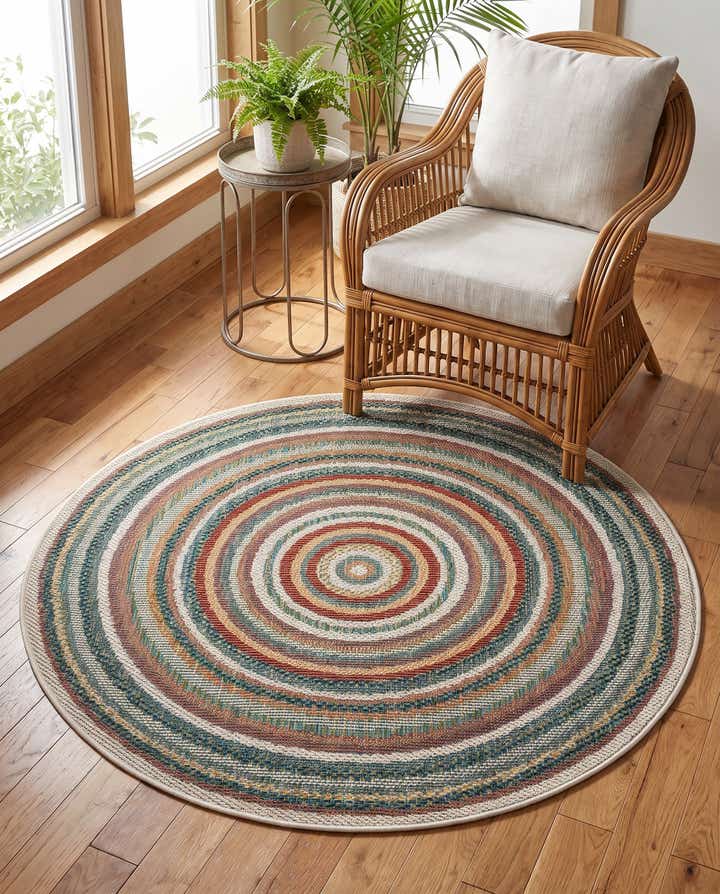 4' x 4' Easy-Clean Baja Indoor / Outdoor Round Rug