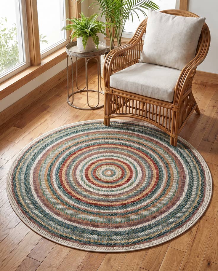 Detail image of 4' x 4' Easy-Clean Baja Indoor / Outdoor Round Rug