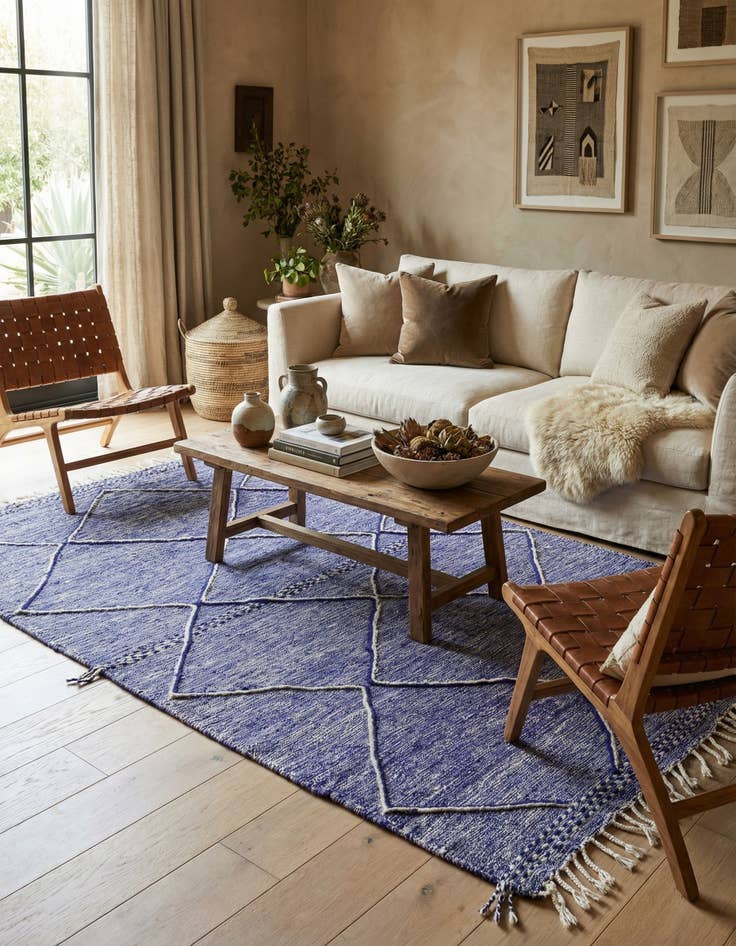 Detail image of 6' 3 x 10'  Hand Knotted Moroccan Wool Rug