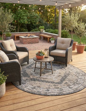 7' 10 x 10' Easy-Clean Traditional Indoor / Outdoor Oval Rug