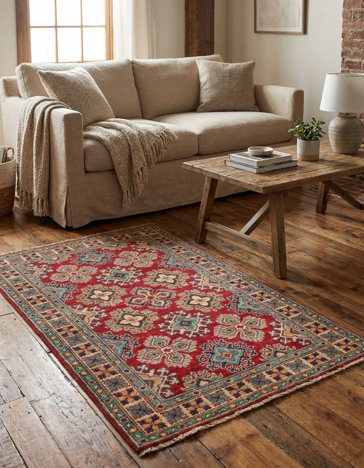 Detail image of 3' 2 x 5'  Hand Knotted Kazak Rug