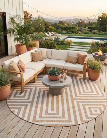 12' x 12' Easy-Clean Modern Indoor / Outdoor Round Rug