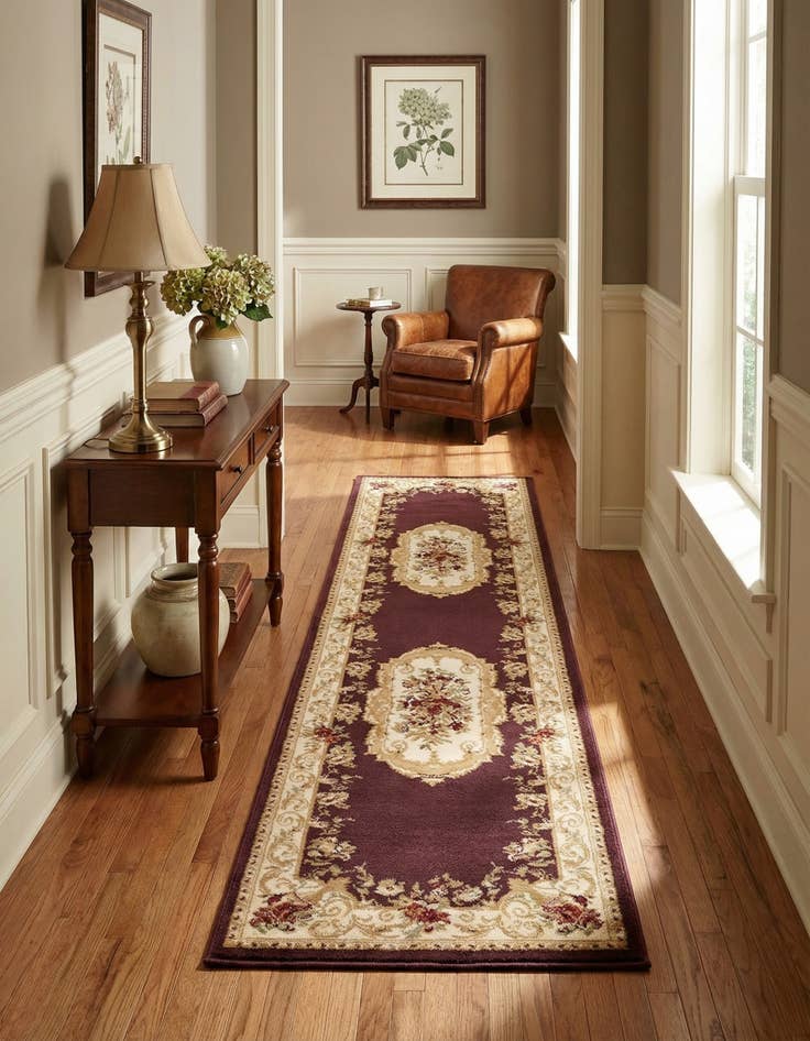 Detail image of 2' 7 x 10' Classic Aubusson Runner Rug