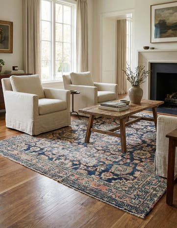 4' 6 x 7' 1 Hand Knotted Ultra Vintage Persian Wool Rug