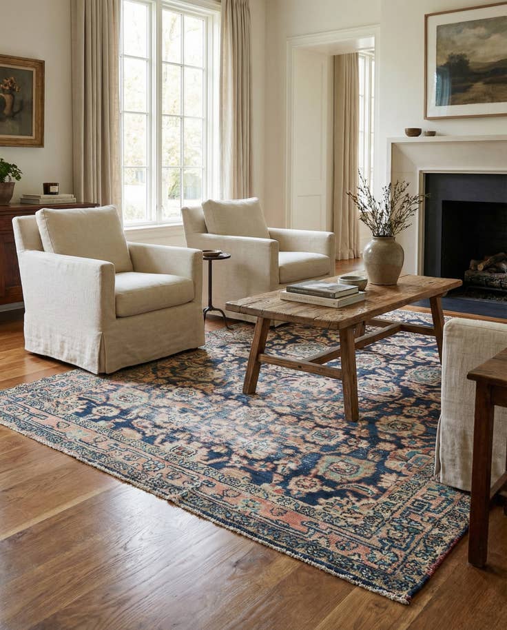 Detail image of 4' 6 x 7' 1 Hand Knotted Ultra Vintage Persian Wool Rug