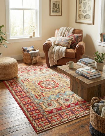 4' x 5' 10 Hand Knotted Kazak Rug