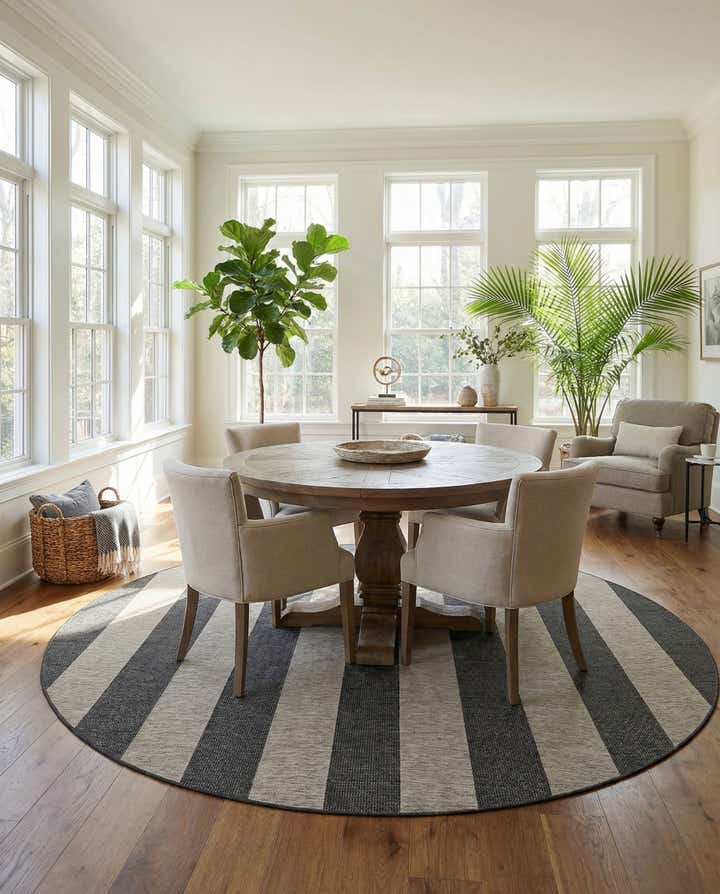 12' x 12' Easy-Clean Ribbon Indoor / Outdoor Round Rug