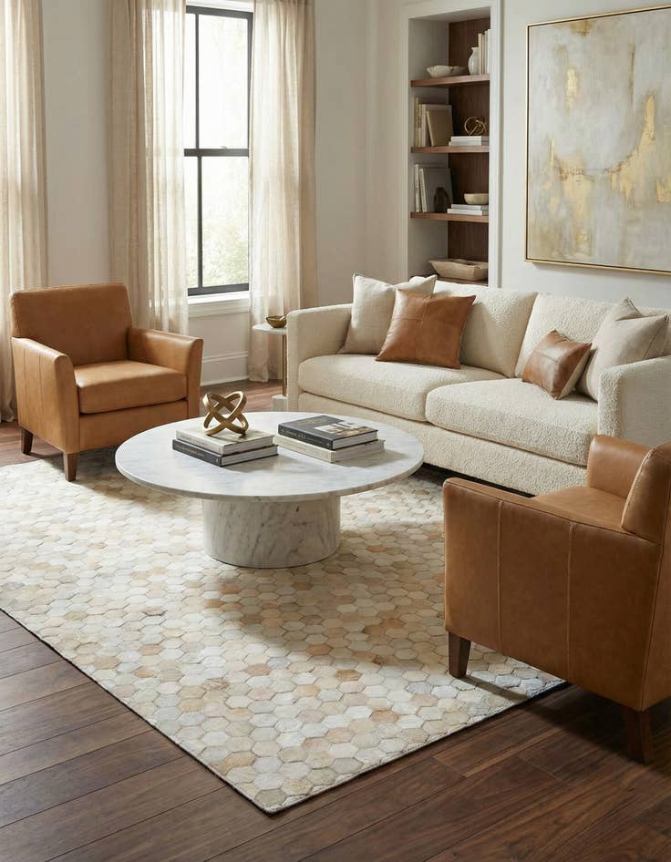 Detail image of  5' 3 x 7' 5 Cowhide Leather Rug