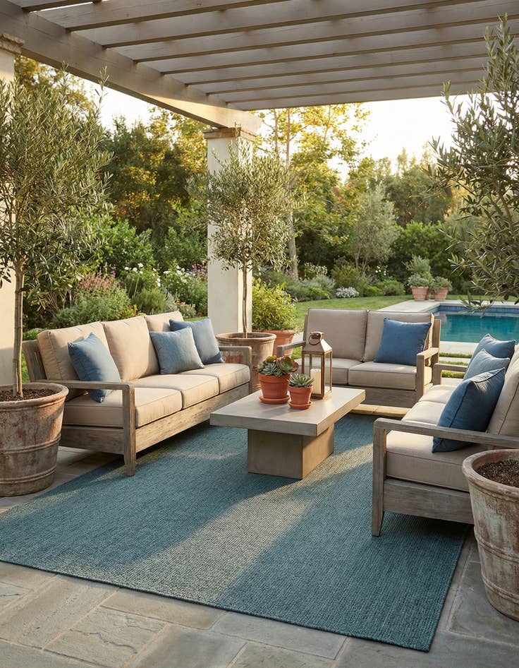 Detail image of 7' 10 x 11' Easy-Clean Solid Indoor / Outdoor Rug