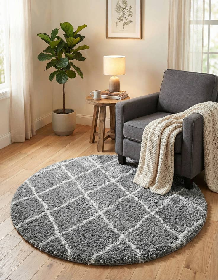 Detail image of  4' x 4' Soft Touch Shag Round Rug