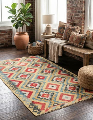 3' 4 x 6' 6 Hand Woven Kilim Maymana Wool Rug