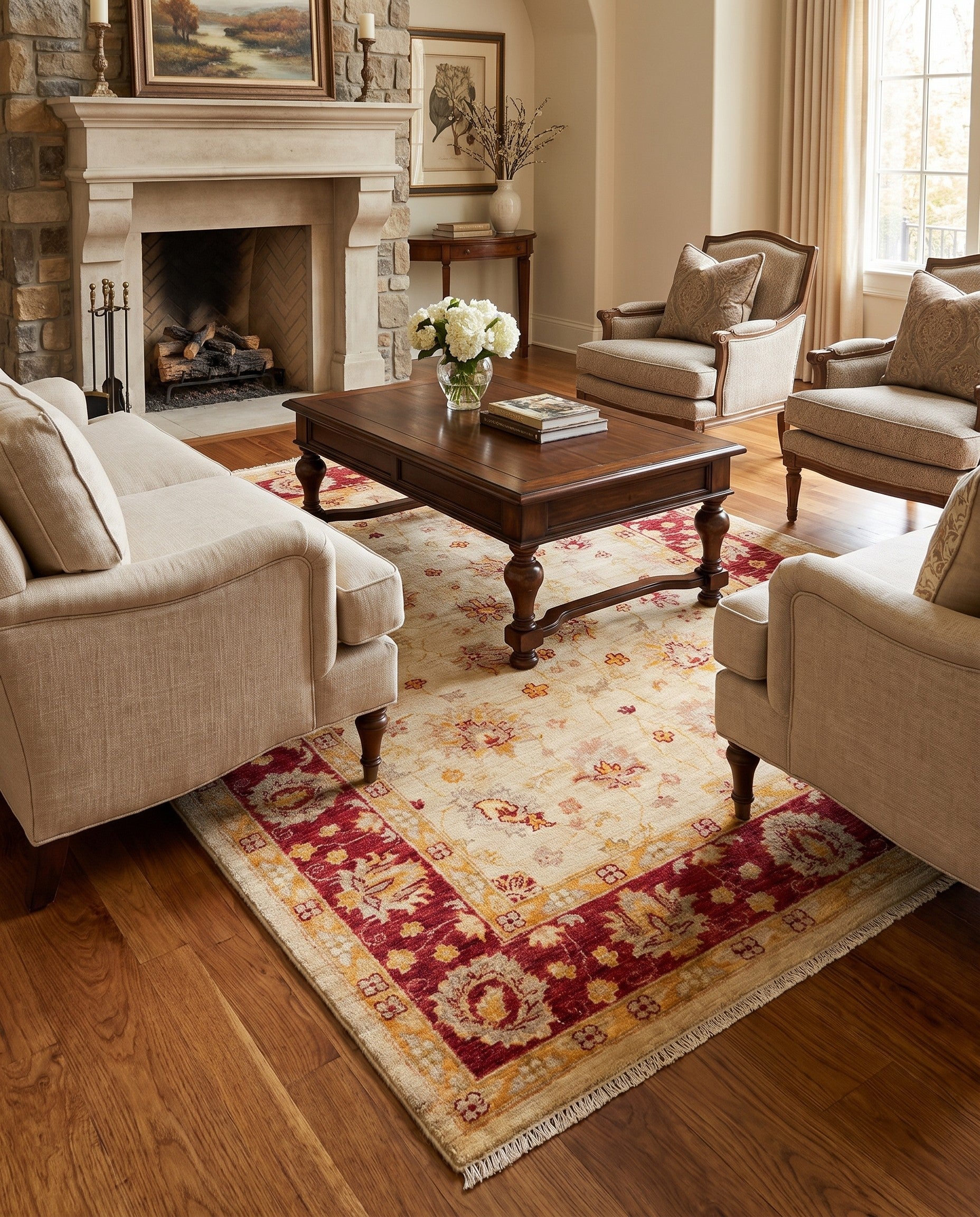 4' 11 x 6' 8 Hand Knotted Ziegler Rug