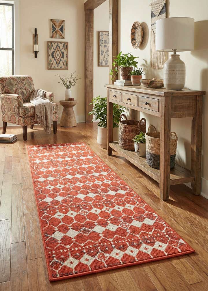2' x 6' Easy-Clean Lattice Indoor / Outdoor Runner Rug