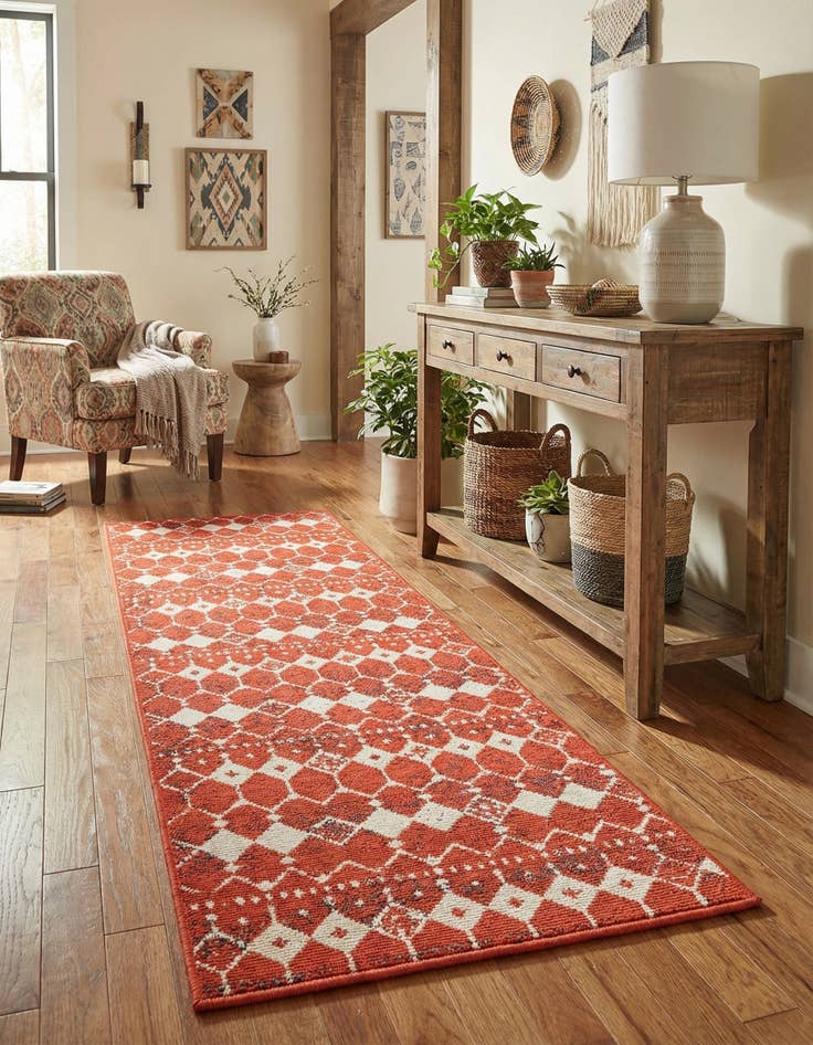 Detail image of 2' x 6' Easy-Clean Lattice Indoor / Outdoor Runner Rug