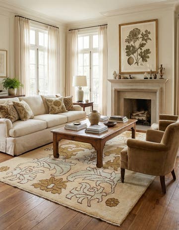 4' 5 x 6' 6 Hand Knotted Oushak Wool Rug