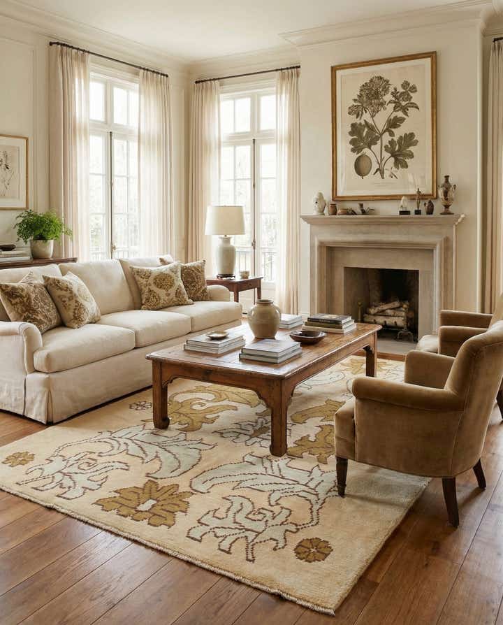 4' 5 x 6' 6 Hand Knotted Oushak Wool Rug