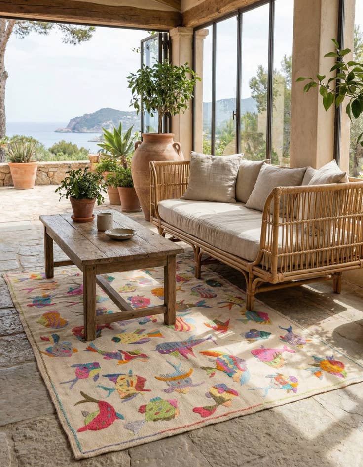 Detail image of 4' 2 x 5' 7  Hand Woven Kilim Suzani Wool Rug