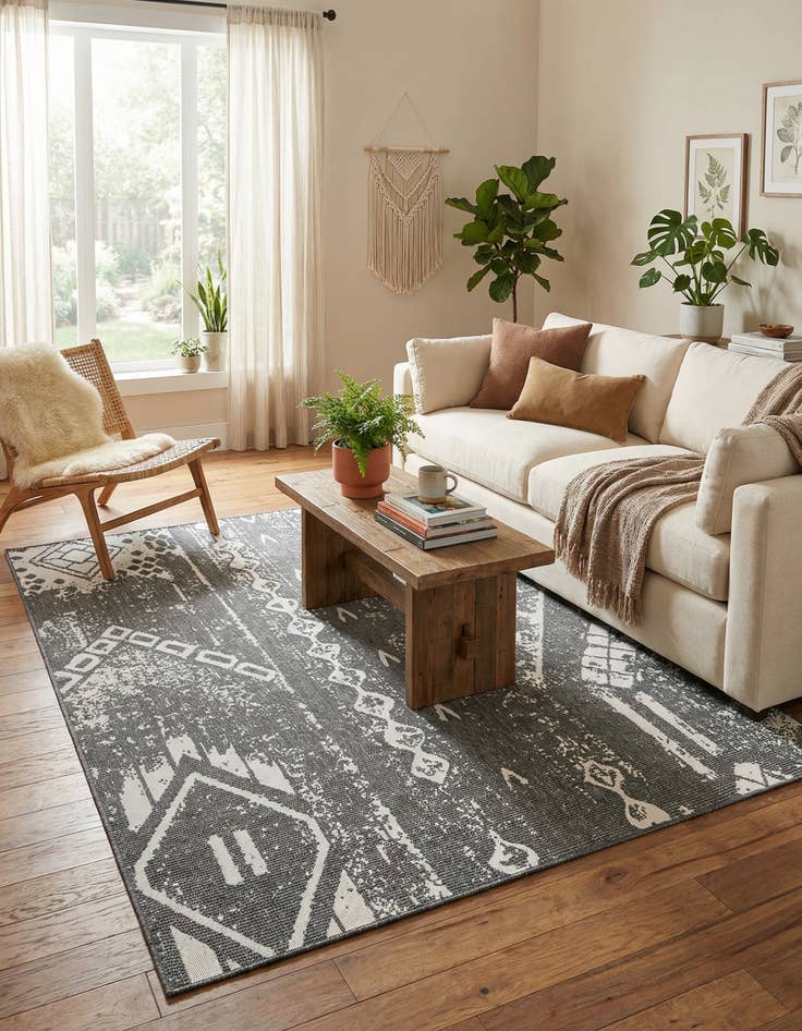 Detail image of 7' 10 x 10' Easy-Clean Bohemian Indoor / Outdoor Rug