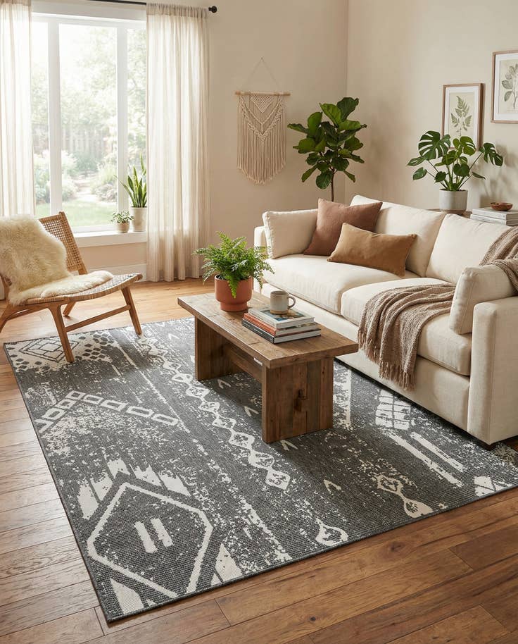 Detail image of 7' 10 x 10' Easy-Clean Bohemian Indoor / Outdoor Rug