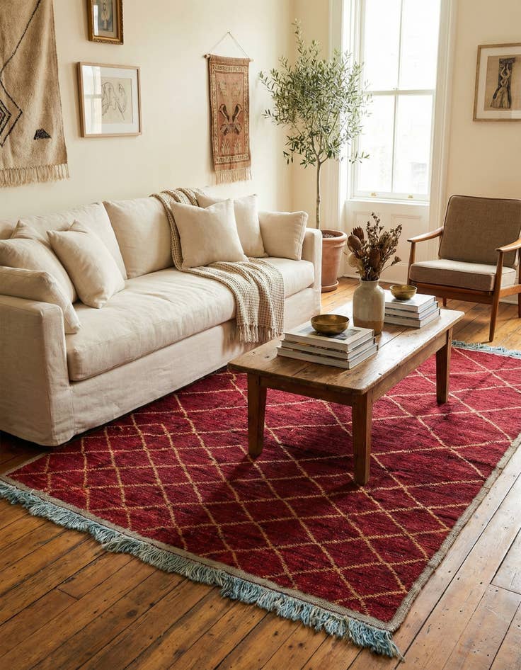 Detail image of 6' 4 x 9' 1 Hand Knotted Moroccan Wool Rug