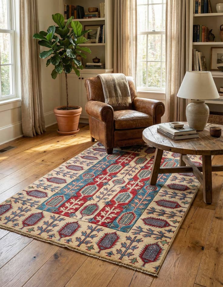 Detail image of 4' x 5' 10  Hand Knotted Kazak Rug