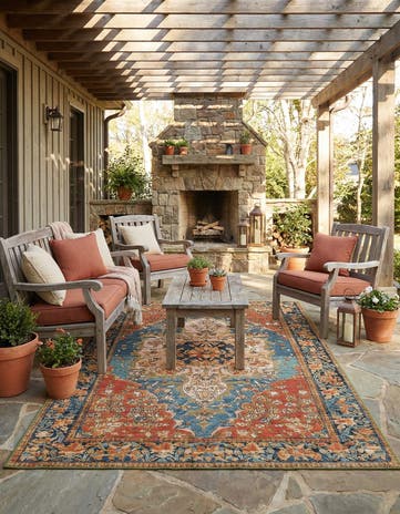 4' x 6' Easy-Clean Traditional Indoor / Outdoor Rug